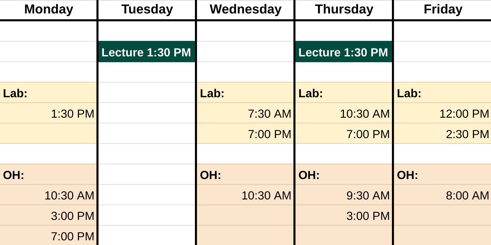tentative schedule